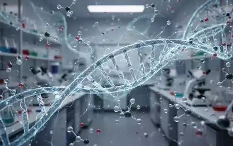 Abstract image showing glowing neural network lines interacting with DNA and molecular structures in a lab setting, symbolizing AI in life sciences. - Foto: über boerse-global.de