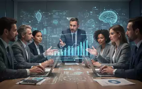 HR-Spezialisten in einem modernen Büro, die Daten auf einem holografischen Bildschirm analysieren, mit Fokus auf KI und Personalmanagement. - Foto: über boerse-global.de
