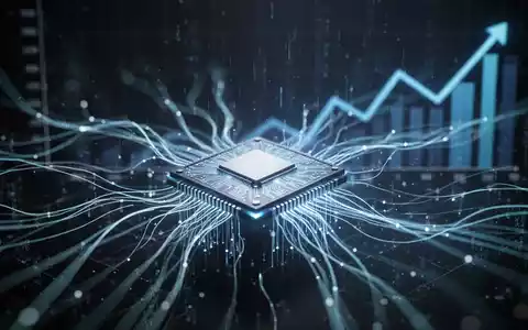 A glowing microchip surrounded by blue data lines and an upward trend graph, symbolizing AI's impact on hardware prices. - Foto: über boerse-global.de