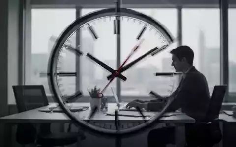 Eine stilisierte Uhr mit unscharfen Zeigern, die schnell vergehende Zeit andeutet. Im Hintergrund arbeitet eine Person. - Foto: über boerse-global.de