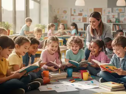 Eine vielfältige Gruppe von Kindern unterschiedlichen Alters, die in einer modernen Lernumgebung miteinander interagieren und lernen. - Foto: über boerse-global.de