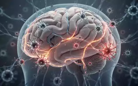 Ein detailliertes Bild des menschlichen Gehirns mit leuchtenden neuronalen Pfaden, die sich mit bakteriellen Formen verflechten. - Foto: über boerse-global.de