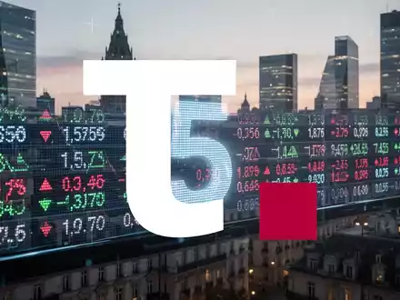 Eine Nahaufnahme eines stilisierten Börsentickers, der Finanzdaten anzeigt, mit einer dezenten Überlagerung der Zahl '5'. - Foto: über boerse-global.de