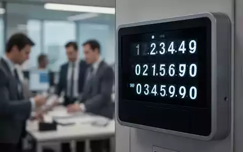 Eine digitale Zeiterfassungsuhr in einem modernen Büro, die die Erfassung von Arbeitszeiten symbolisiert. - Foto: über boerse-global.de