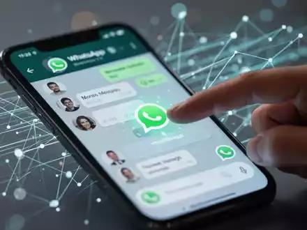 Nahaufnahme eines Smartphones mit WhatsApp-Oberfläche und einem Finger, der bereit ist, ein Sprachnachrichtensymbol zu antippen. - Foto: über boerse-global.de
