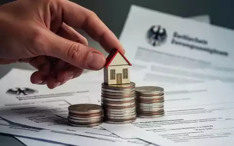 Eine Hand legt ein kleines Haus-Symbol auf einen Stapel Münzen, im Hintergrund verschwommene Regierungsdokumente. - Foto: über boerse-global.de