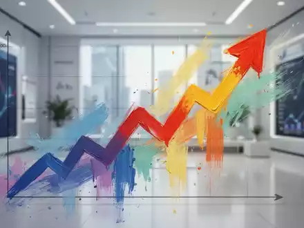 Ein stilisierter Finanzgraph mit einem starken Aufwärtstrend, überlagert von Pinselstrichen und lebendigen Farben, die Wachstum symbolisieren. - Foto: über boerse-global.de