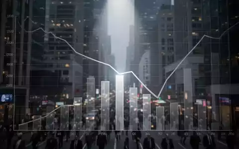 Ein stilisierter Graph mit absteigendem Trend und einem isolierten Balken, der eine Underperformance darstellt, vor unscharfen Finanzgebäuden. - Foto: über boerse-global.de
