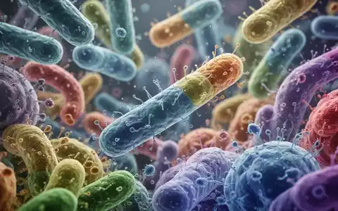 Nahaufnahme eines Mikrobioms unter dem Mikroskop, farbenfroh und abstrakt, das Gesundheit und Bakterien darstellt. - Foto: über boerse-global.de