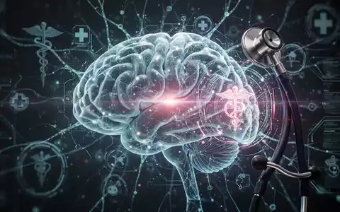 A stylized brain graphic made of neural networks, overlaid with subtle medical symbols, interacting with a glowing digital interface. - Foto: über boerse-global.de