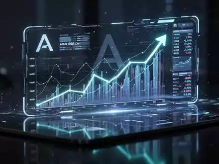 Eine futuristische digitale Benutzeroberfläche zeigt Finanzwachstumskurven und Daten, die einen schnellen ARR-Anstieg symbolisieren. - Foto: über boerse-global.de