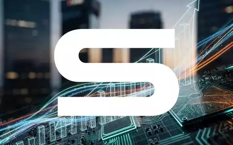 Abstrakte Darstellung eines steigenden Aktienkurses mit Mikrochip-Elementen vor einem verschwommenen Finanzviertel. - Foto: über boerse-global.de