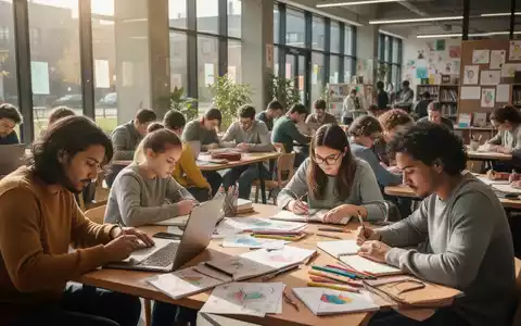 Eine vielfältige Gruppe von Menschen jeden Alters schreibt und arbeitet kreativ in einem sonnendurchfluteten Gemeinschaftsraum. - Foto: über boerse-global.de