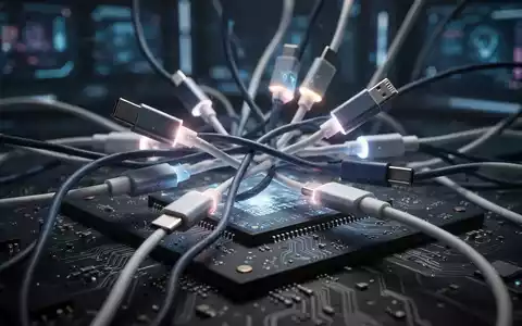 A close-up of tangled USB-C cables connected to a circuit board, symbolizing hardware vulnerabilities and data transfer. - Foto: über boerse-global.de