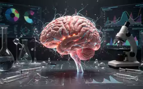 Ein stilisiertes Gehirnmodell mit leuchtenden neuronalen Verbindungen, umgeben von wissenschaftlichen Instrumenten und Datenvisualisierungen. - Foto: über boerse-global.de