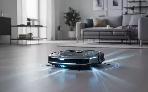 Ein fortschrittlicher Saug- und Wischroboter reinigt einen modernen Wohnzimmerboden, symbolisierend effiziente Haushaltsführung und Technologie. - Foto: über boerse-global.de