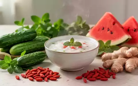 Eine Stillleben-Anordnung von frischen Zutaten der Traditionellen Chinesischen Medizin wie Gurken, Wassermelone, Minze und Ingwer. - Foto: über boerse-global.de