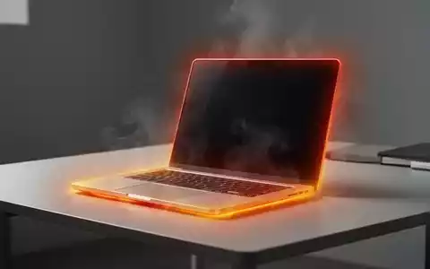 A modern 15-inch laptop on a desk, with a visual overlay showing heat concentrated at its edges, symbolizing thermal performance. - Foto: über boerse-global.de