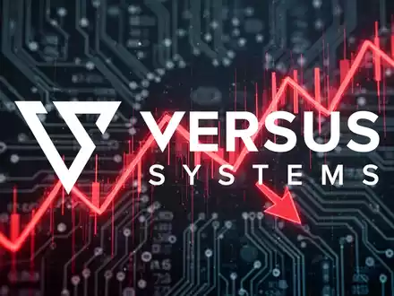Abstürzender roter Börsenchart mit digitalen Linien vor einem verschwommenen Hintergrund aus abstrakten KI-Schaltkreismustern. - Foto: über boerse-global.de