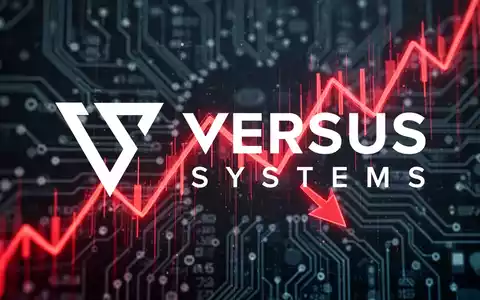 Abstürzender roter Börsenchart mit digitalen Linien vor einem verschwommenen Hintergrund aus abstrakten KI-Schaltkreismustern. - Foto: über boerse-global.de