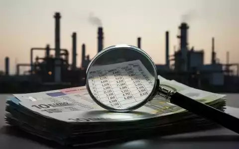 Ein Stapel Euro-Banknoten mit einer Lupe, die eine Steuertabelle reflektiert, und einer verschwommenen Pharmafabrik im Hintergrund. - Foto: über boerse-global.de
