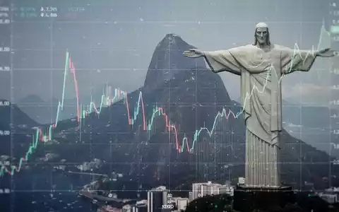 Abstrakte Darstellung des brasilianischen Aktienmarktes mit einem Diagramm, das einen Rückgang zeigt, und einer angedeuteten Christusstatue. - Foto: über boerse-global.de