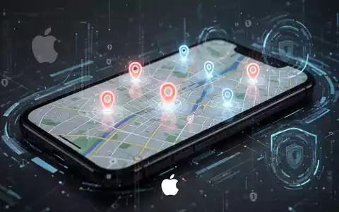 A stylized smartphone screen showing a map with glowing location pings and digital security elements, representing new Find My features. - Foto: über boerse-global.de