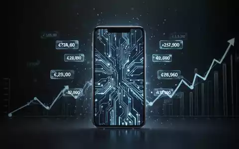 A sleek, modern smartphone with a glowing screen displays abstract circuit board patterns and subtle digital price tags, symbolizing rising tech costs. - Foto: über boerse-global.de