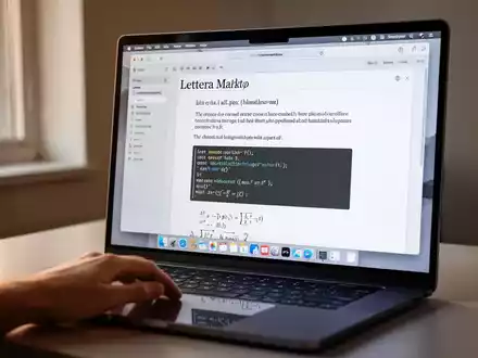 A close-up of a MacBook screen displaying the Lettera Markdown editor with a document open, showcasing its clean interface and typography. - Foto: über boerse-global.de