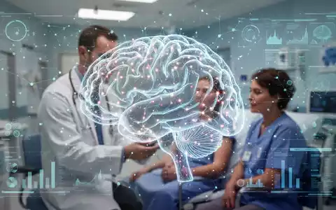 A stylized neural network overlaid on a blurred image of a doctor and patient, symbolizing AI's role in medical diagnosis. - Foto: über boerse-global.de