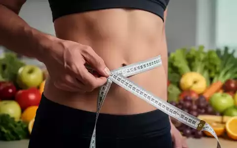 Eine Hand hält ein Maßband um eine Taille, im Hintergrund verschwommenes gesundes Essen, das Ernährung und Forschung darstellt. - Foto: über boerse-global.de