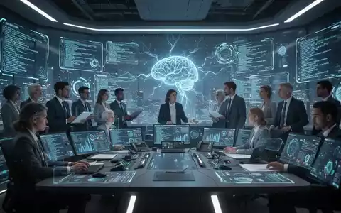 A futuristic control room with holographic interfaces, symbolizing digital transformation and AI-driven efficiency in an energy company. - Foto: über boerse-global.de