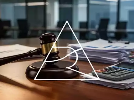 Ein Richterhammer liegt auf einem Holztisch neben Finanzdokumenten, einem Taschenrechner und einem Stift. - Foto: über boerse-global.de