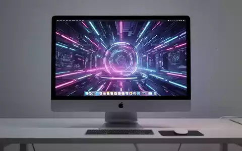 A modern Apple iMac with a vibrant screen displaying a futuristic macOS interface, on a minimalist desk. - Foto: über boerse-global.de