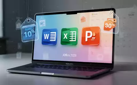 A MacBook Pro screen showing Microsoft Office icons and digital discount tags, with a calendar date of June 28, 2026. - Foto: über boerse-global.de