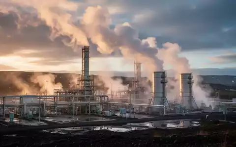 Geothermisches Kraftwerk mit aufsteigendem Dampf vor dramatischem Himmel, symbolisch für Energieziele und Wachstum. - Foto: über boerse-global.de