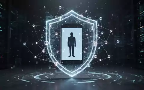 Abstrakte Darstellung von Quantensicherheit, mit leuchtenden Datenknoten, die ein mobiles Gerät umgeben, in einer dunklen Umgebung. - Foto: über boerse-global.de