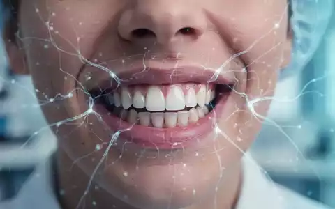 Nahaufnahme eines Mundes mit gesunden Zähnen und Zahnfleisch, überlagert von einer subtilen Darstellung neuronaler Verbindungen. - Foto: über boerse-global.de