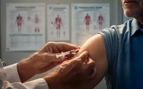 Nahaufnahme eines Arms, der eine Impfung erhält, mit verschwommenem Hintergrund von medizinischen Diagrammen. - Foto: über boerse-global.de