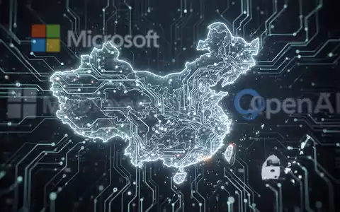 A glowing, abstract neural network design with faint outlines of China and Singapore, symbolizing data flow and AI integration. - Foto: über boerse-global.de
