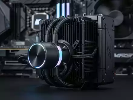 A close-up of a modern all-in-one liquid CPU cooler with a radiator and fan, highlighting its advanced cooling technology. - Foto: über boerse-global.de