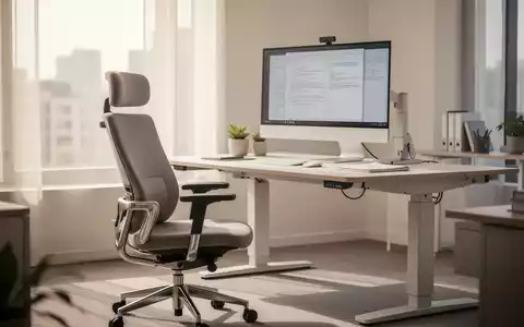 Ein ergonomischer Büroraum mit einem verstellbaren Schreibtisch, einem modernen Bürostuhl und einem Computerbildschirm. - Foto: über boerse-global.de
