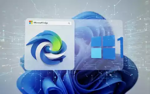 Microsoft Edge browser icon and Windows 11 logo with subtle digital lines, symbolizing loosening account bindings and new login flexibility. - Foto: über boerse-global.de