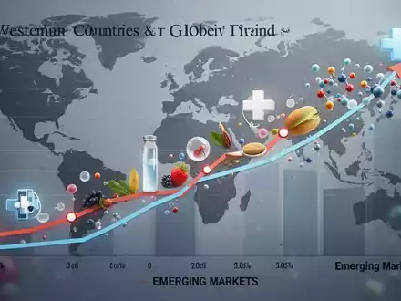 Eine Grafik zeigt eine abnehmende Kurve für Übergewicht in westlichen Ländern und eine steigende Kurve in Schwellenländern, umgeben von medizinischen Symbolen. - Foto: über boerse-global.de