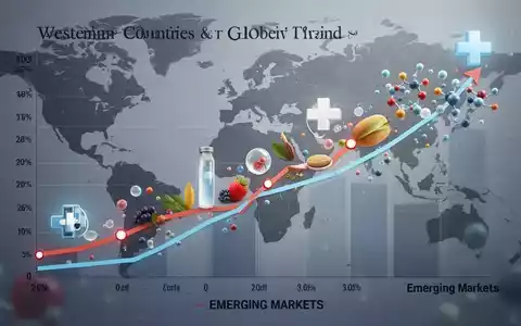 Eine Grafik zeigt eine abnehmende Kurve für Übergewicht in westlichen Ländern und eine steigende Kurve in Schwellenländern, umgeben von medizinischen Symbolen. - Foto: über boerse-global.de