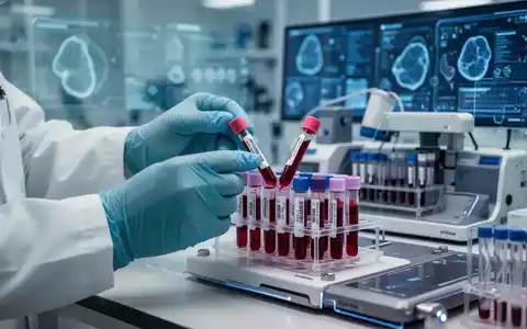 Nahaufnahme der Hände eines Wissenschaftlers in einem Labor, der Blutproben und Diagnosegeräte handhabt. - Foto: über boerse-global.de