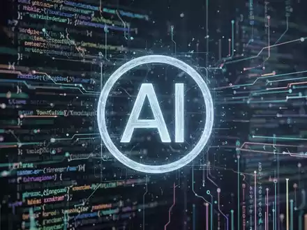 A digital watermark symbol over a background of abstract data streams and code, representing AI content marking. - Foto: über boerse-global.de