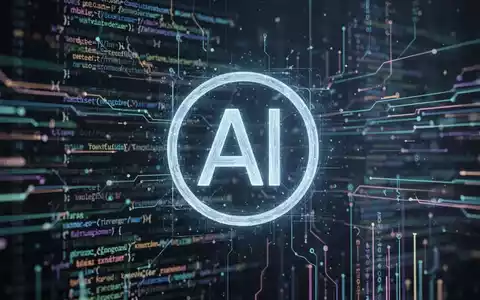 A digital watermark symbol over a background of abstract data streams and code, representing AI content marking. - Foto: über boerse-global.de