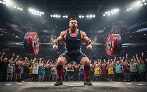 Ein Kraftdreikämpfer konzentriert sich während eines Powerlifting-Wettkampfs, während er eine schwere Langhantel hebt. - Foto: über boerse-global.de