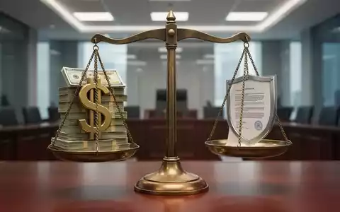 Eine Waage, die auf einer Seite ein hohes Bußgeld und auf der anderen Seite ein leichteres Gewicht darstellt, symbolisiert die Reduzierung von Strafen. - Foto: über boerse-global.de